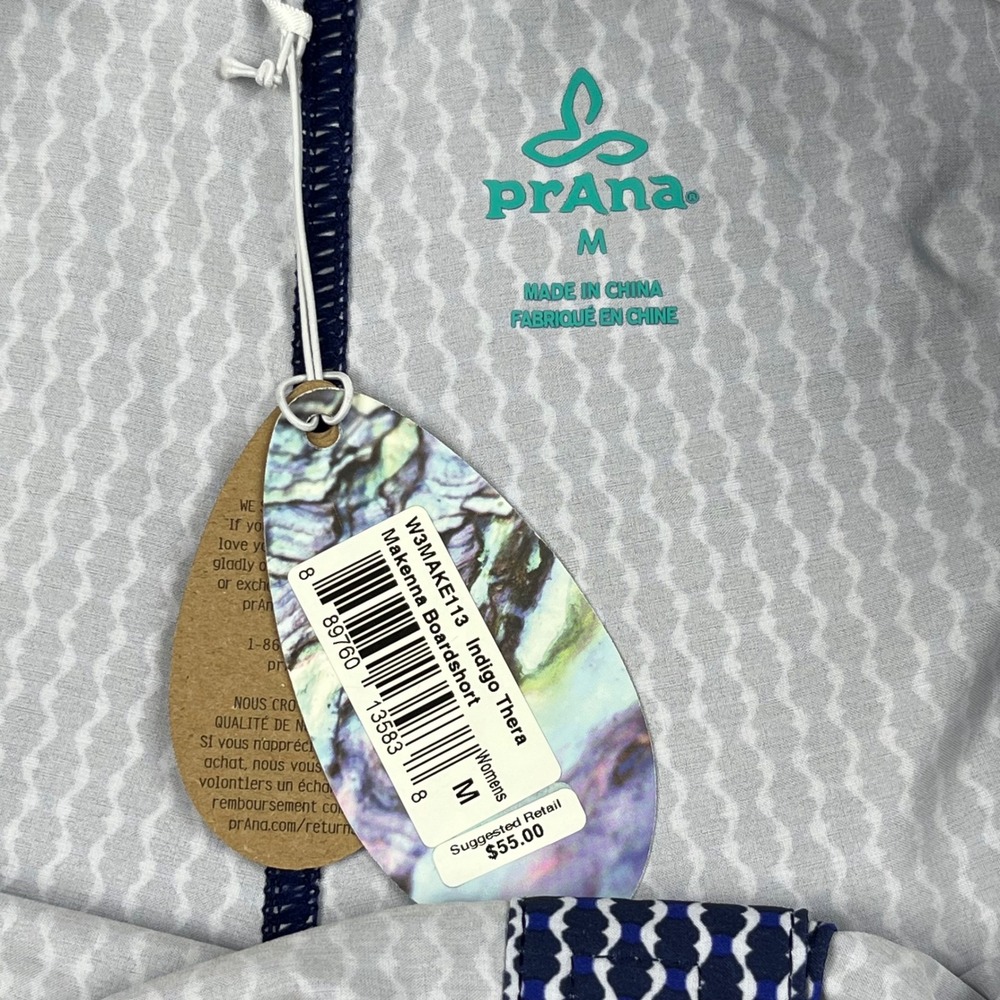 prAna NEW Makenna Boardshort Women's M Indigo Thera Blue Geometric UPF 50 - Picture 8 of 12